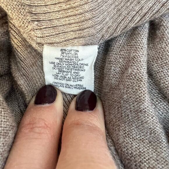 ANTHROPOLOGIE MOTH CARDIGAN SWEATER TAN SHOULDER CUTOUT SIZE S - Picture 5 of 9